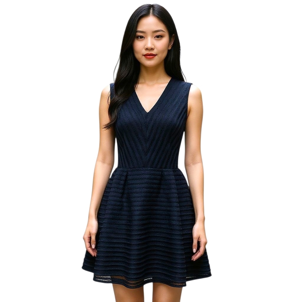 H&M Black Coquette Girl FitNFlare Diagonal Ribbon Lace CircleSkirt Mini Dress,10